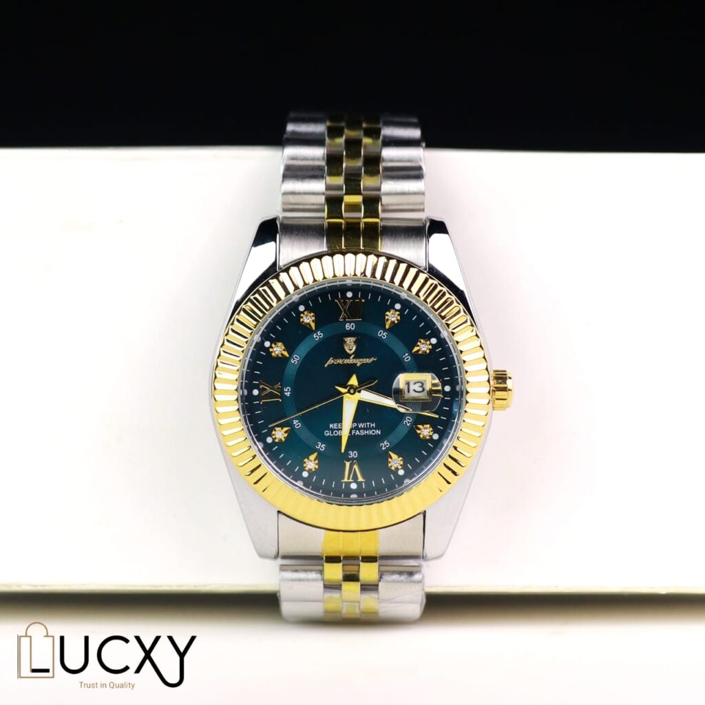 "Poedagar men's stainless steel watch with chronograph dial and waterproof design"