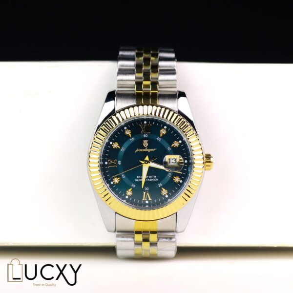 "Poedagar men's stainless steel watch with chronograph dial and waterproof design"