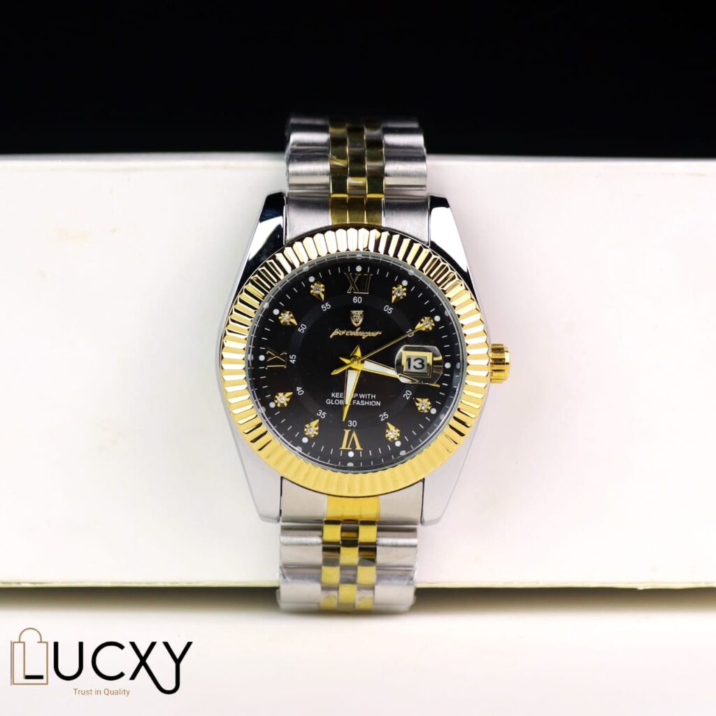 "Poedagar men's stainless steel watch with chronograph dial and waterproof design"
